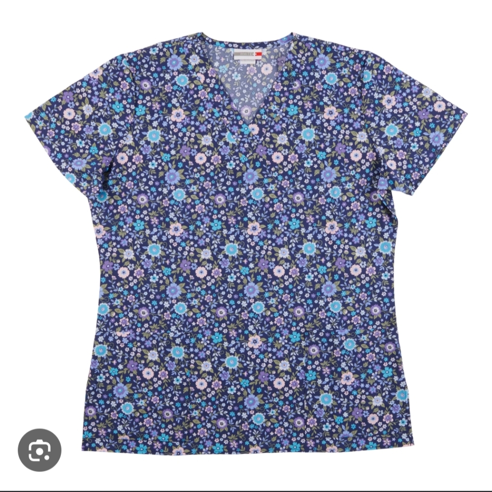 Floral Print Women's Scrub Top